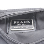 Prada Tessuto Nylon Triangle Logo Leather Shoulder Bag Messenger Black — view 8