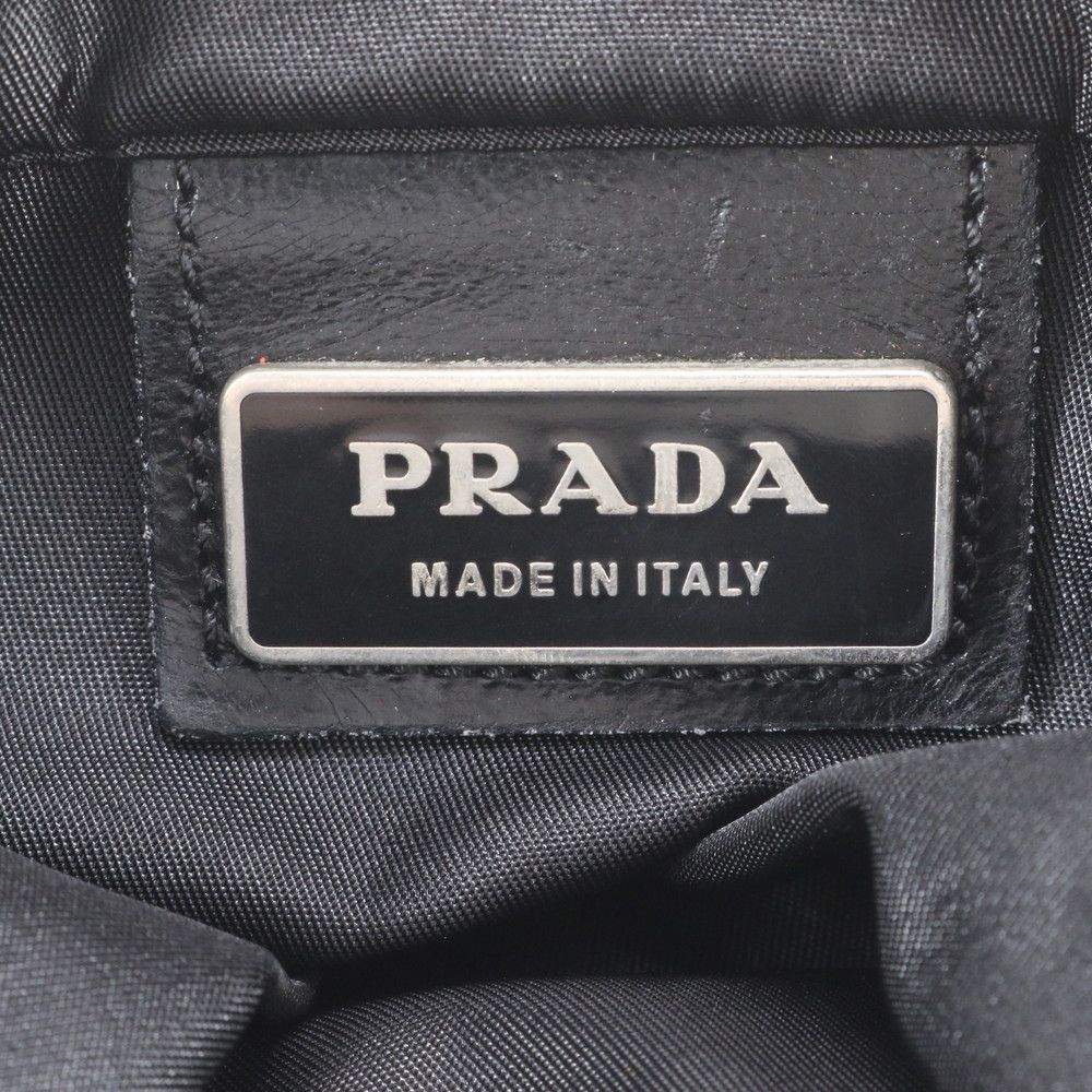 Prada Tessuto Nylon Triangle Logo Leather Shoulder Bag Crossbody Messenger — view 8
