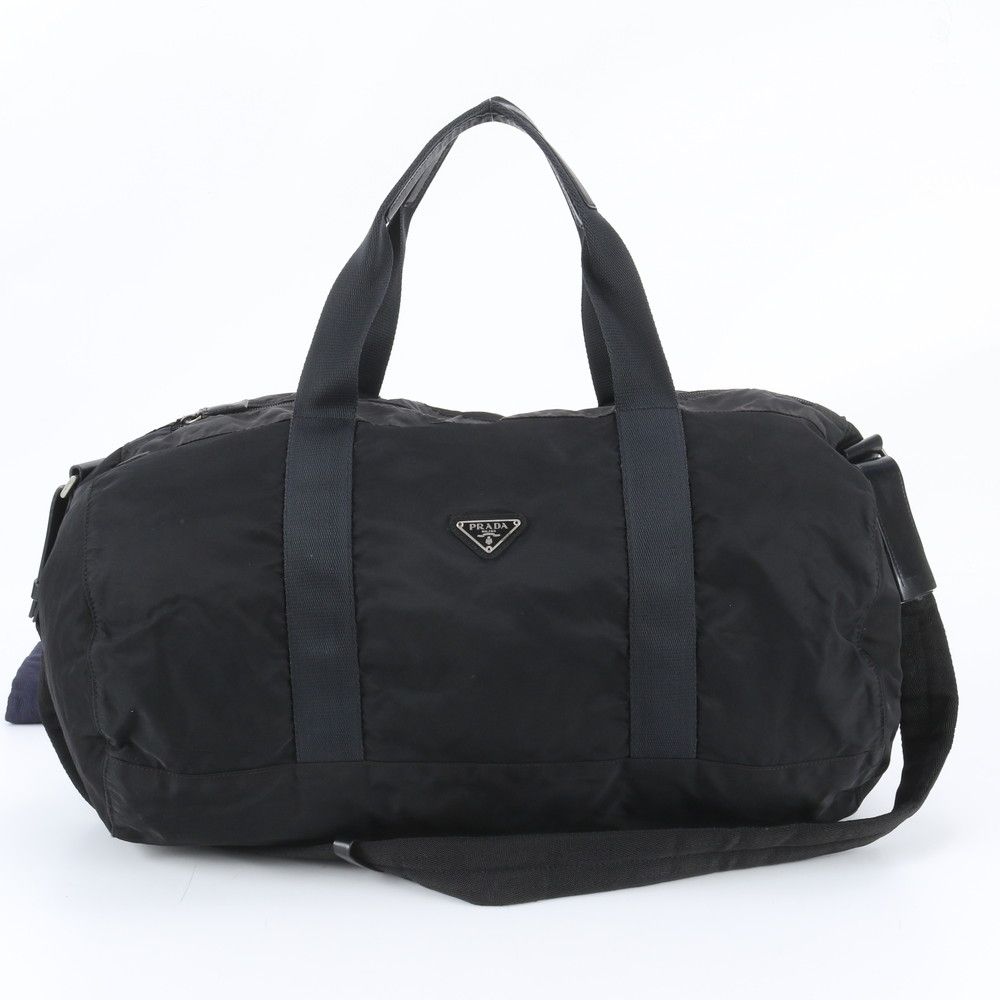 Prada Tessuto Nylon Triangle Logo 2-Way Boston Bag