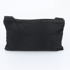 Prada Tessuto Nylon Triangle Logo Leather Shoulder Bag Crossbody Messenger Black — view 3