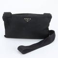 Prada Tessuto Nylon Triangle Logo Leather Shoulder Bag Crossbody Messenger Black