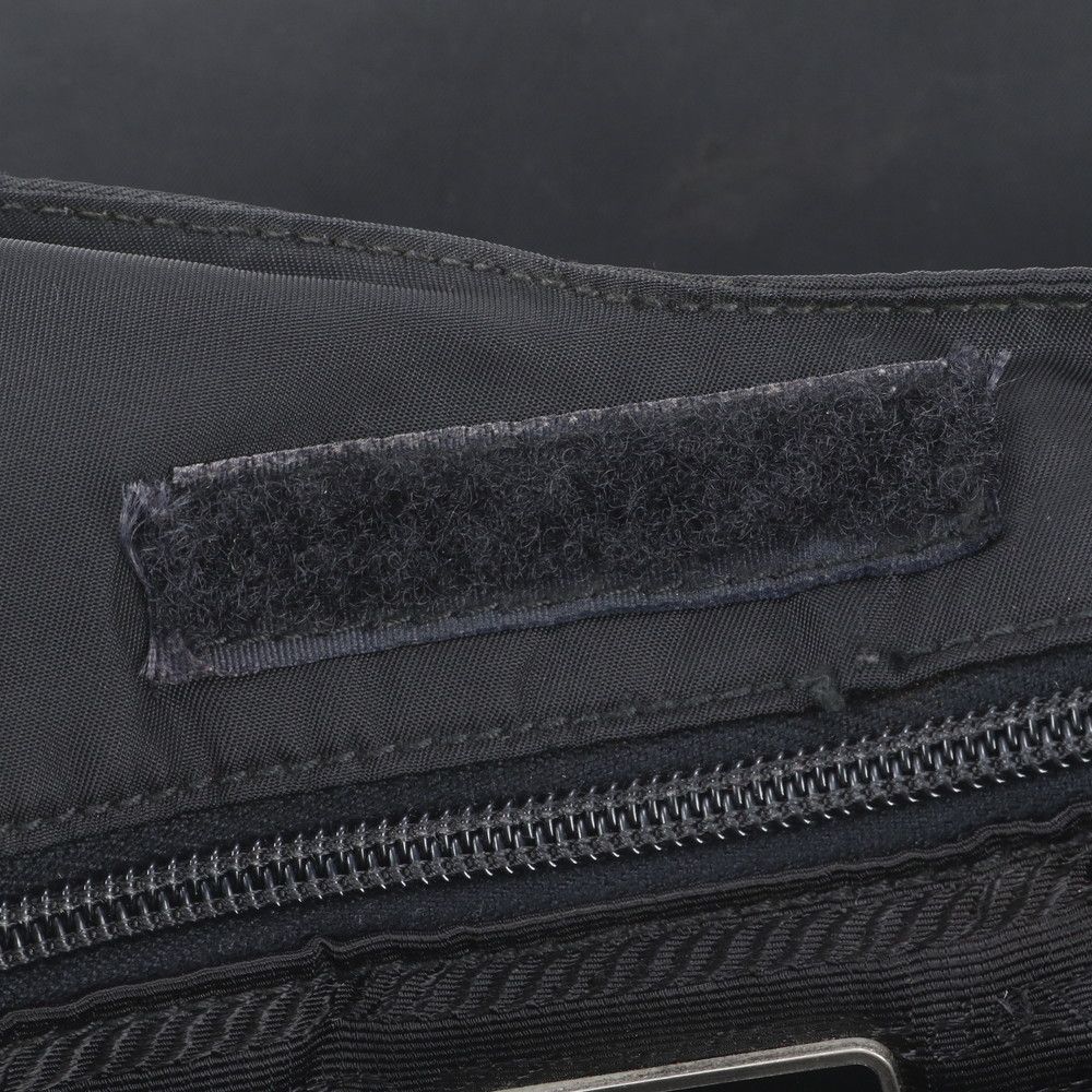 Prada Tessuto Nylon Triangle Logo Leather Shoulder Bag Crossbody Black — view 8