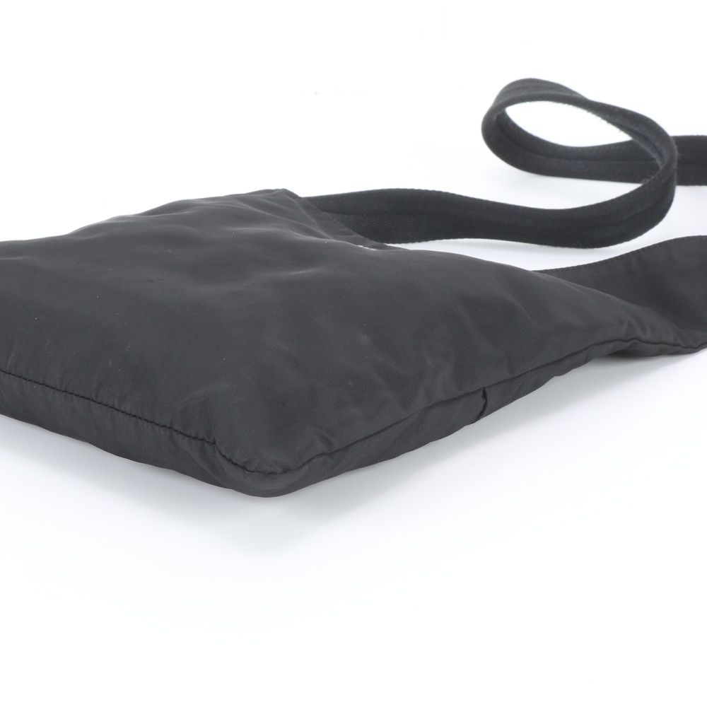 Prada Tessuto Nylon Triangle Logo Leather Shoulder Bag Crossbody Black — view 4