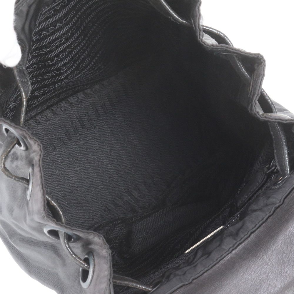Prada Tessuto Nylon Triangle Logo Studded Leather Backpack — view 7