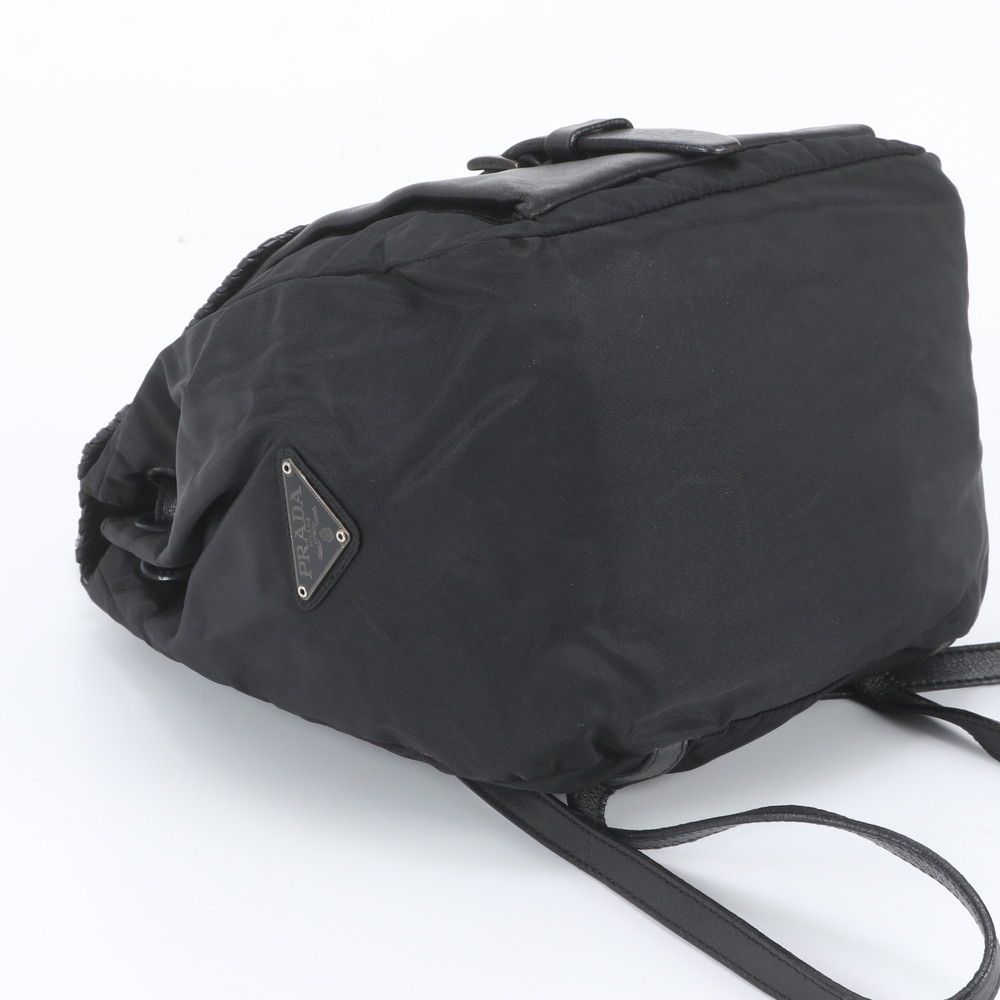 Prada Tessuto Nylon Triangle Logo Studded Leather Backpack — view 5