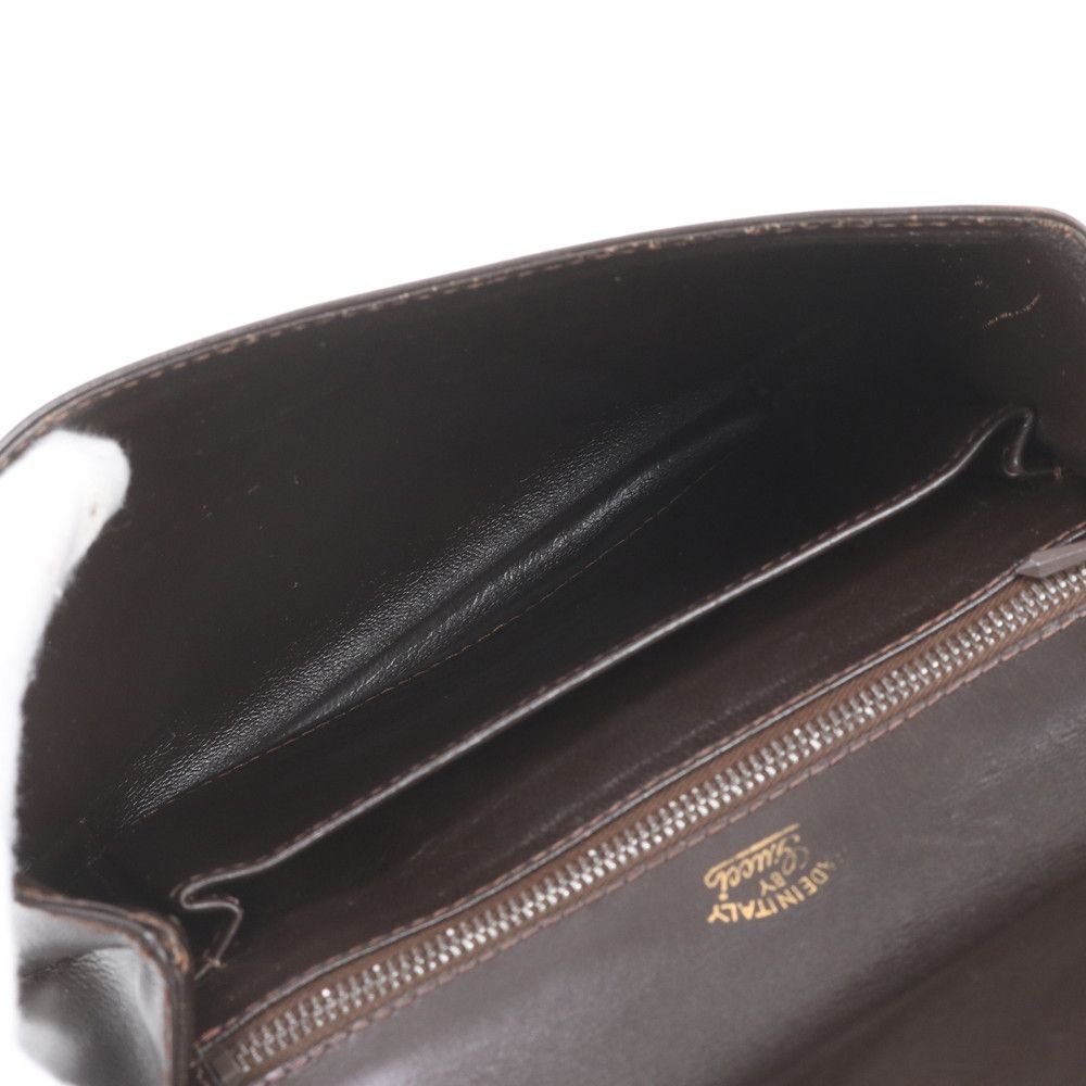 Gucci Vintage Sherry Line Leather Shoulder Bag Brown — view 8