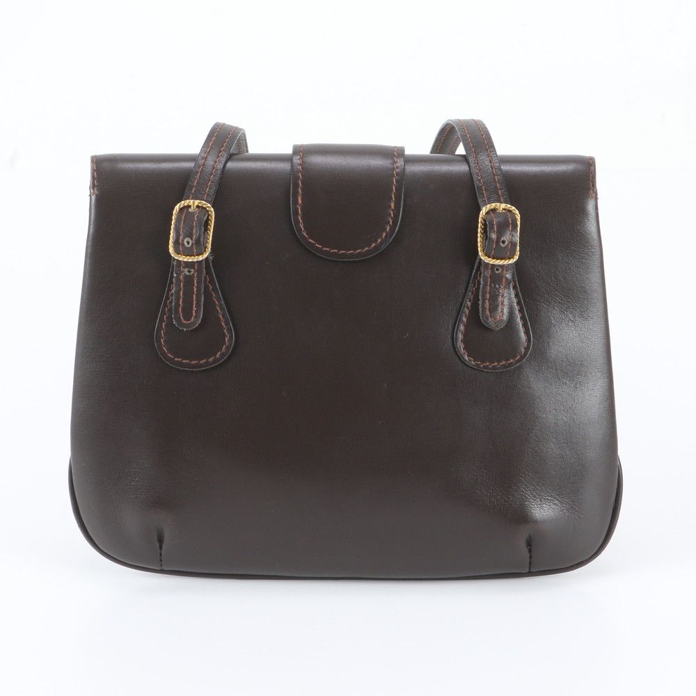 Gucci Vintage Sherry Line Leather Shoulder Bag Brown — view 3
