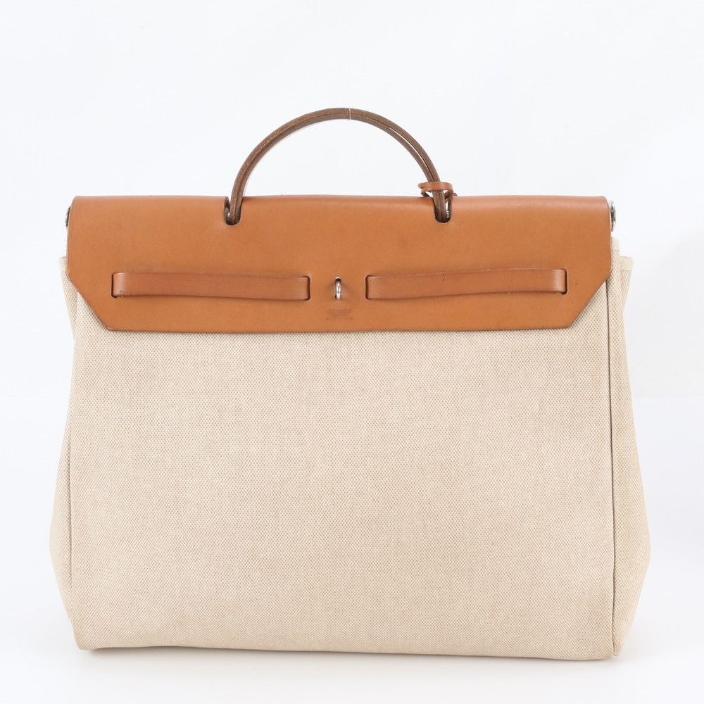 Hermes Herbag MM Replacement with Toile H Leather 2-Way Tote Bag — view 3