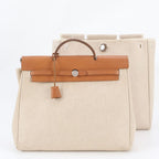 Hermes Herbag MM Replacement with Toile H Leather 2-Way Tote Bag