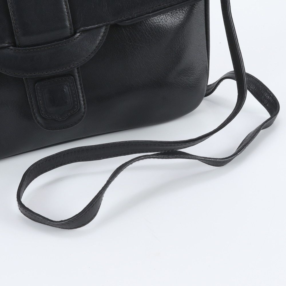 Celine Vintage Leather Shoulder Bag Crossbody Hand Black — view 2