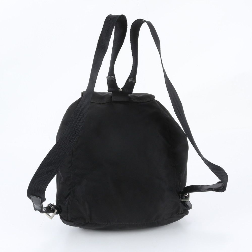 Prada Tessuto Nylon Triangle Logo Leather Backpack Shoulder Bag Black — view 3