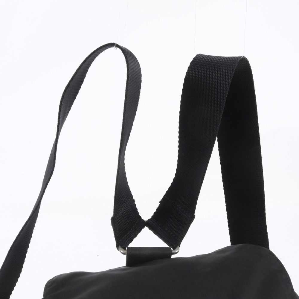 Prada Tessuto Nylon Triangle Logo Leather Backpack Shoulder Bag Black — view 2