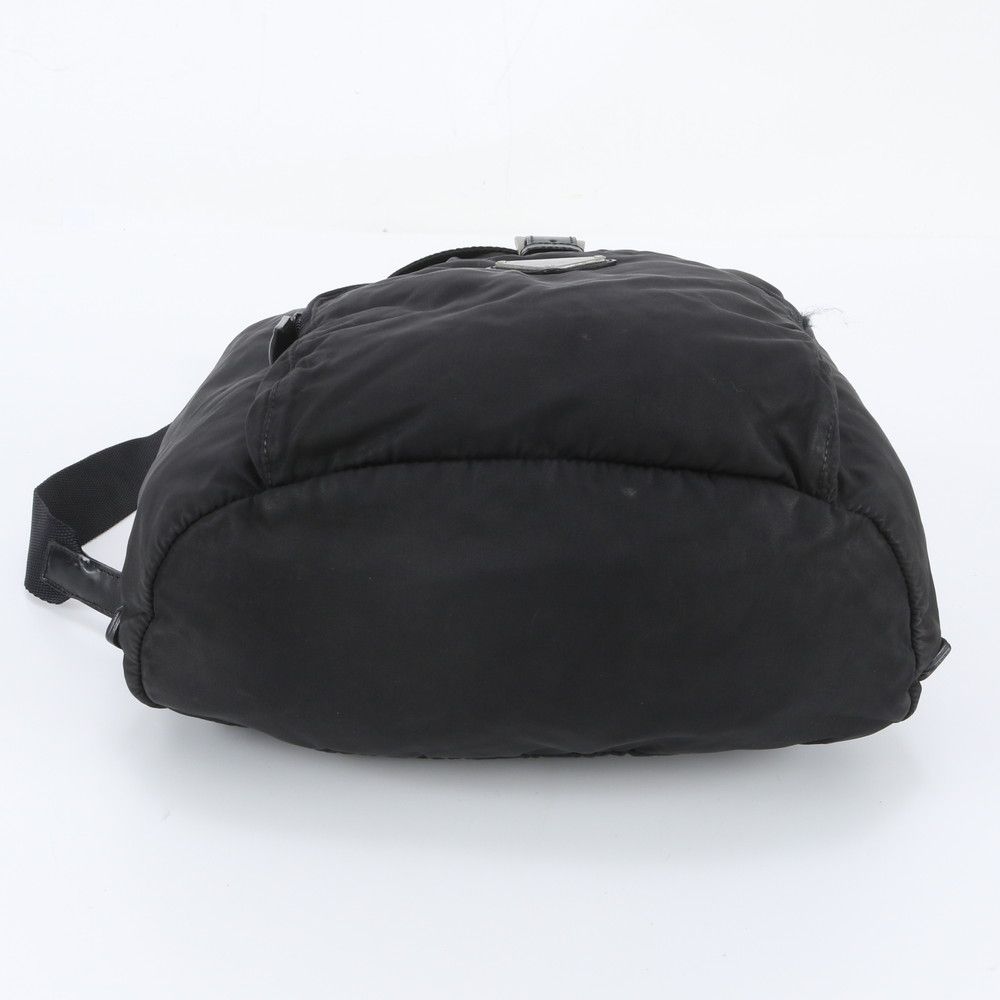 Prada Tessuto Nylon Triangle Logo Leather Backpack Shoulder Bag Black — view 5