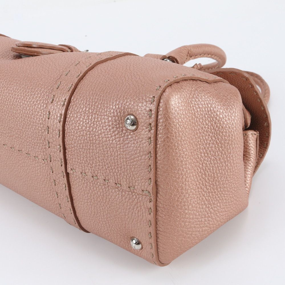 Fendi Selleria Linda Leather Shoulder Bag Tote Hand Pink — view 4