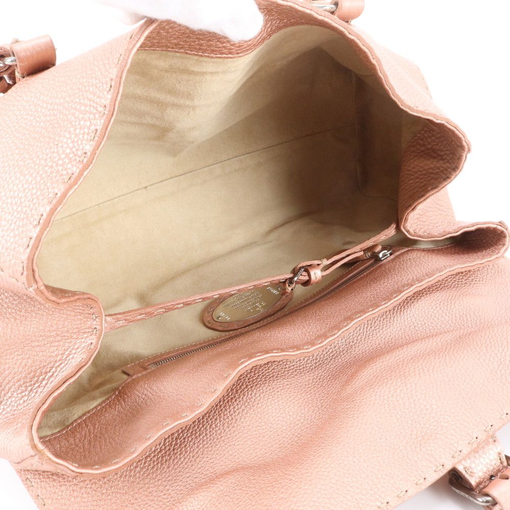 Fendi Selleria Linda Leather Shoulder Bag Tote Hand Pink — view 7