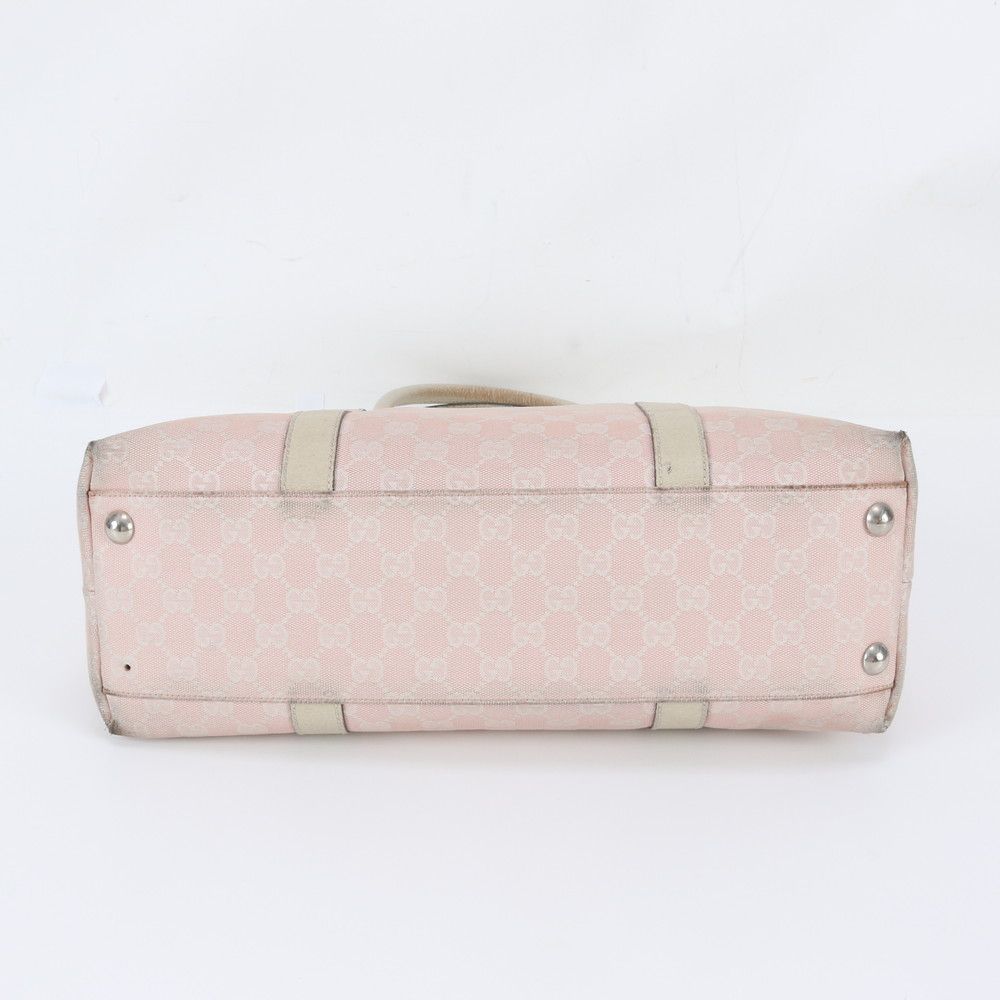 Gucci GG Canvas Leather Tote Bag Shoulder Handle — view 6