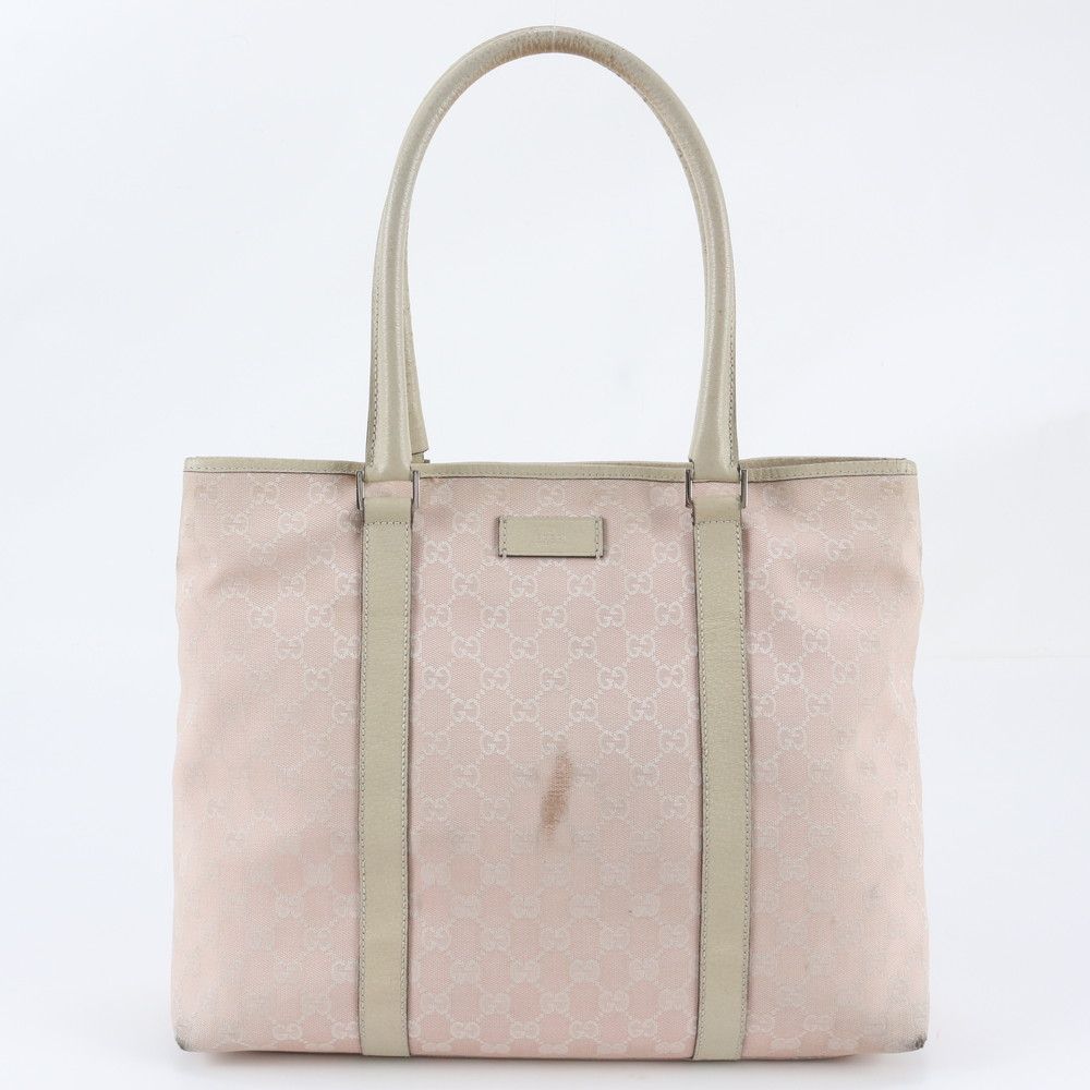 Gucci GG Canvas Leather Tote Bag Shoulder Handle
