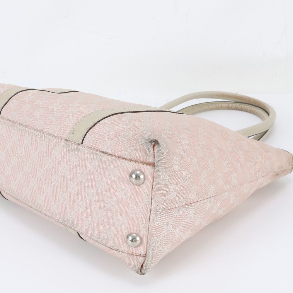 Gucci GG Canvas Leather Tote Bag Shoulder Handle — view 5
