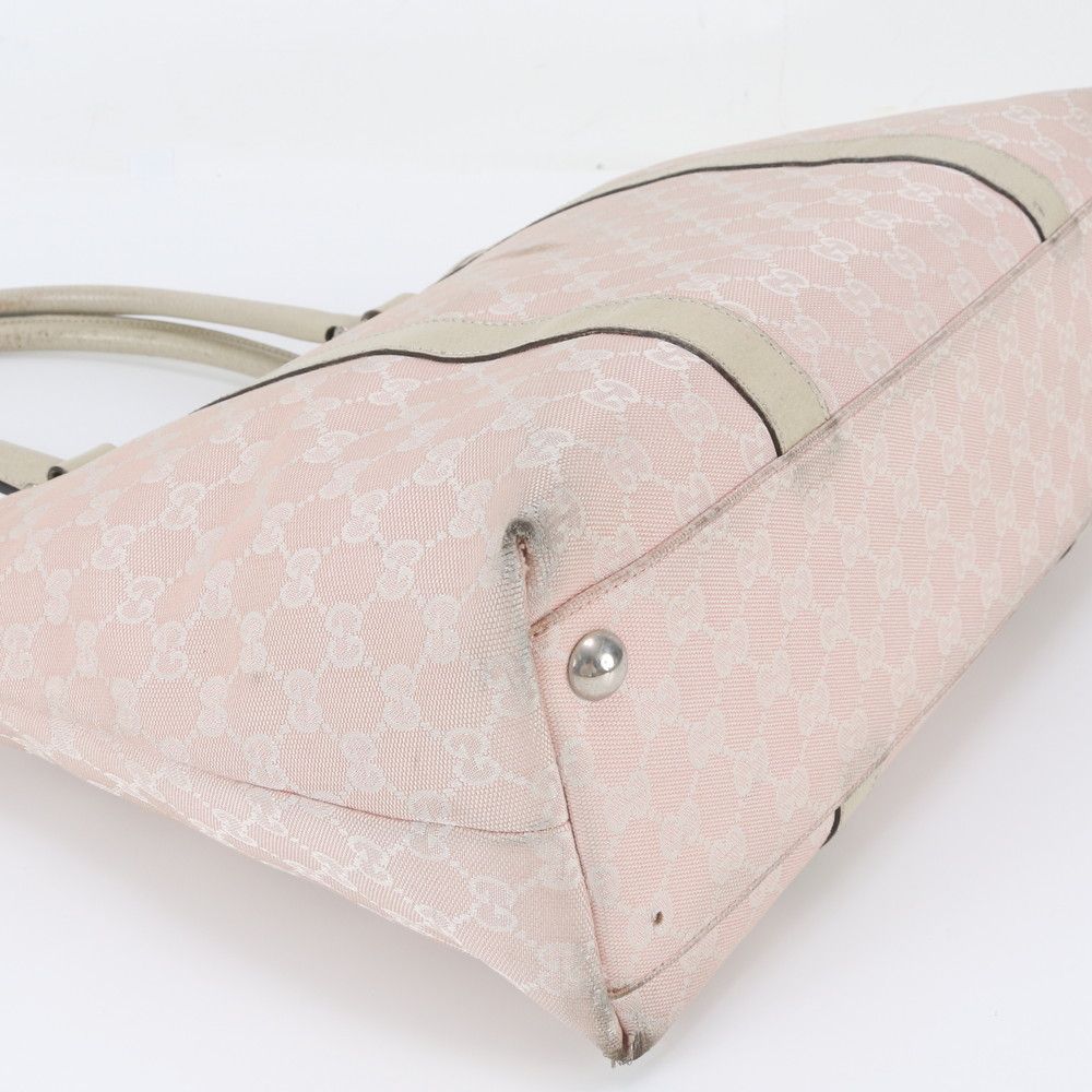 Gucci GG Canvas Leather Tote Bag Shoulder Handle — view 4
