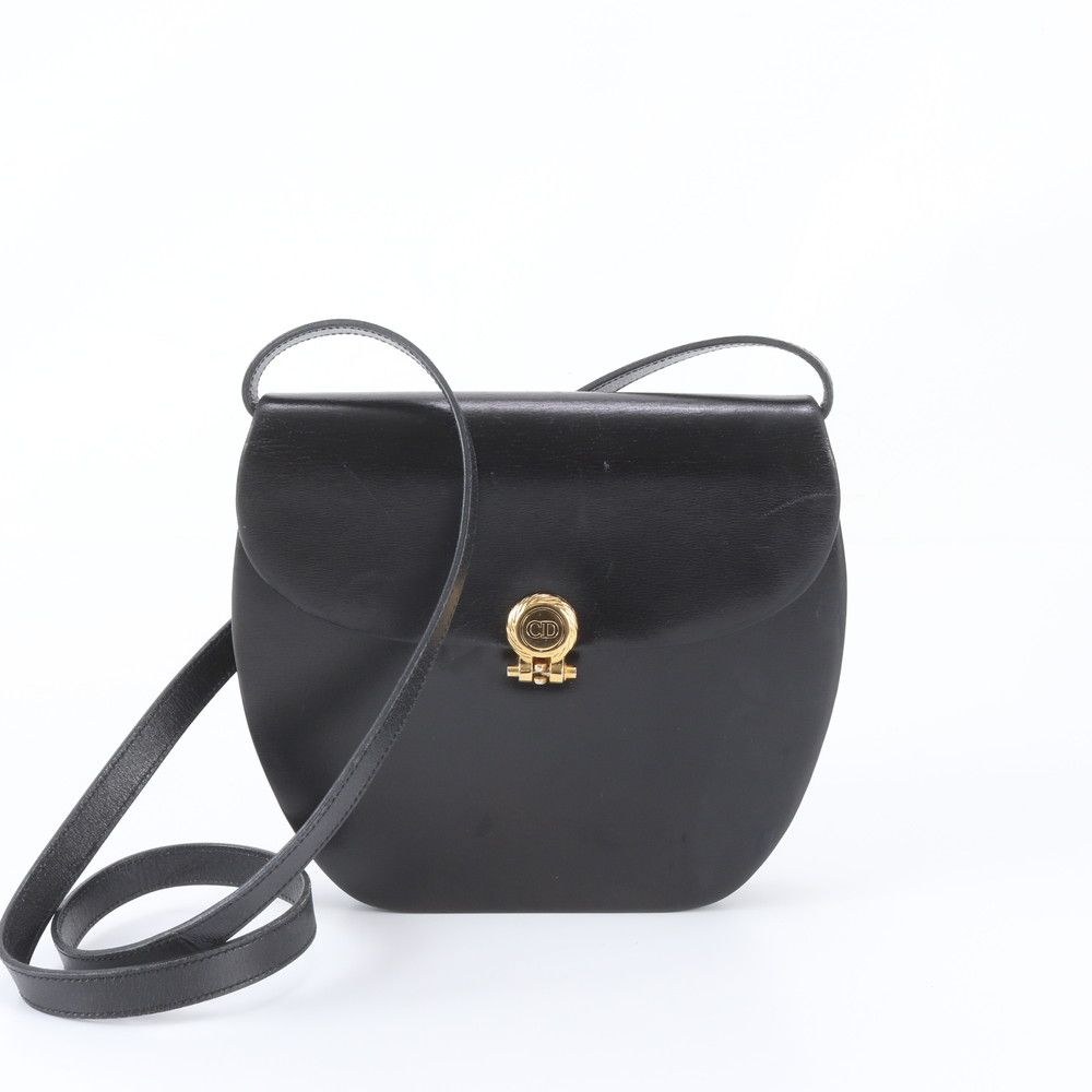 Dior Vintage Leather Shoulder Bag Crossbody Black