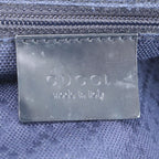 Gucci Leather Canvas Shoulder Bag Hand Navy — view 8