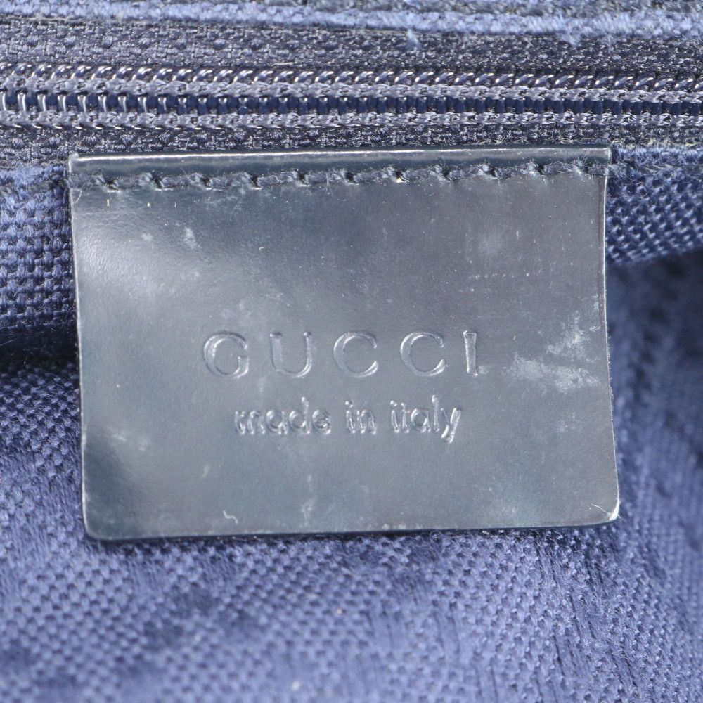 Gucci Leather Canvas Shoulder Bag Hand Navy — view 8