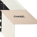 Chanel CC Logo Scarf Black White Silk — view 2