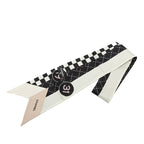 Chanel CC Logo Scarf Black White Silk