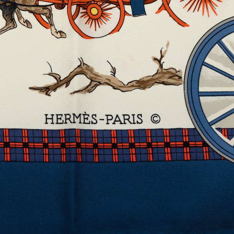 Hermes Carre 90 Bull&mouth Western Office Mail Scarf Multicolor Silk — view 8