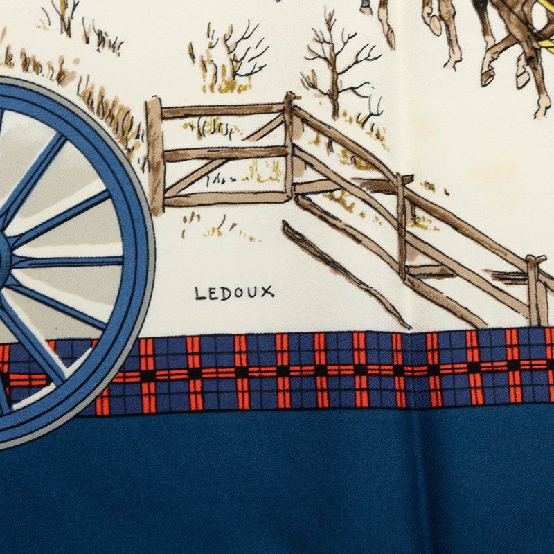 Hermes Carre 90 Bull&mouth Western Office Mail Scarf Multicolor Silk — view 6