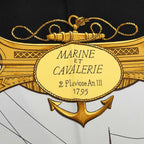 Hermes Carre 90 Marine Et Cavalerie Sea and Cavalry Scarf Black Multicolor Silk — view 7