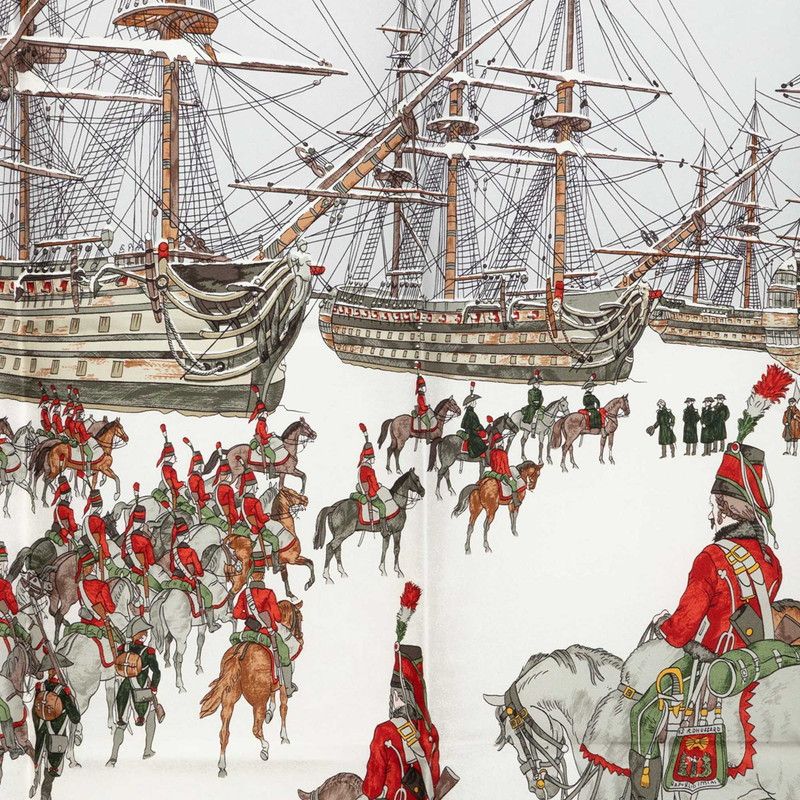 Hermes Carre 90 Marine Et Cavalerie Sea and Cavalry Scarf Black Multicolor Silk — view 2