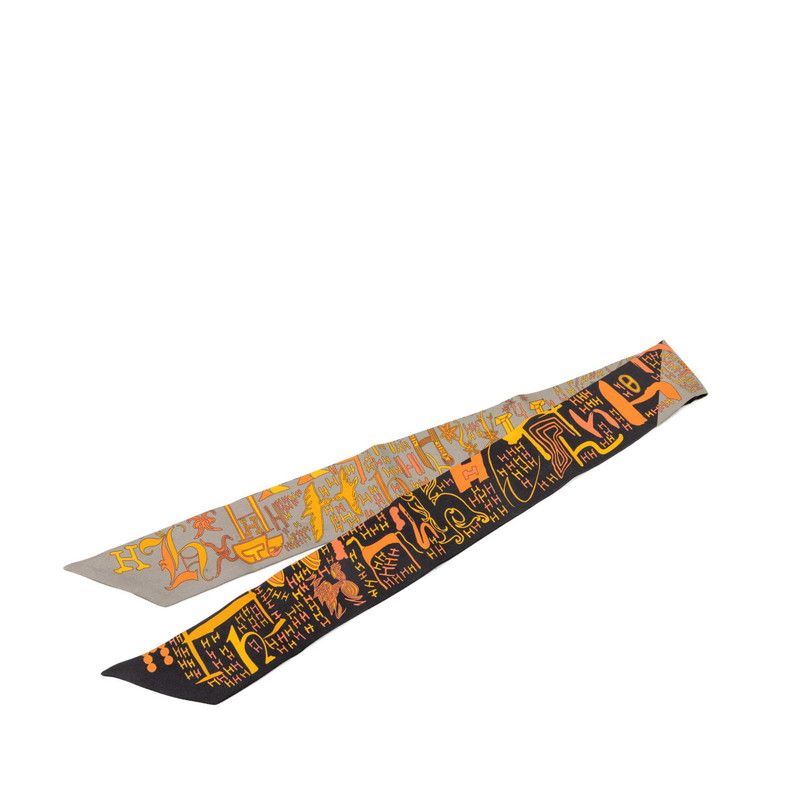 Hermes Twilly Thousand and One H Scarf Orange Multicolor Silk