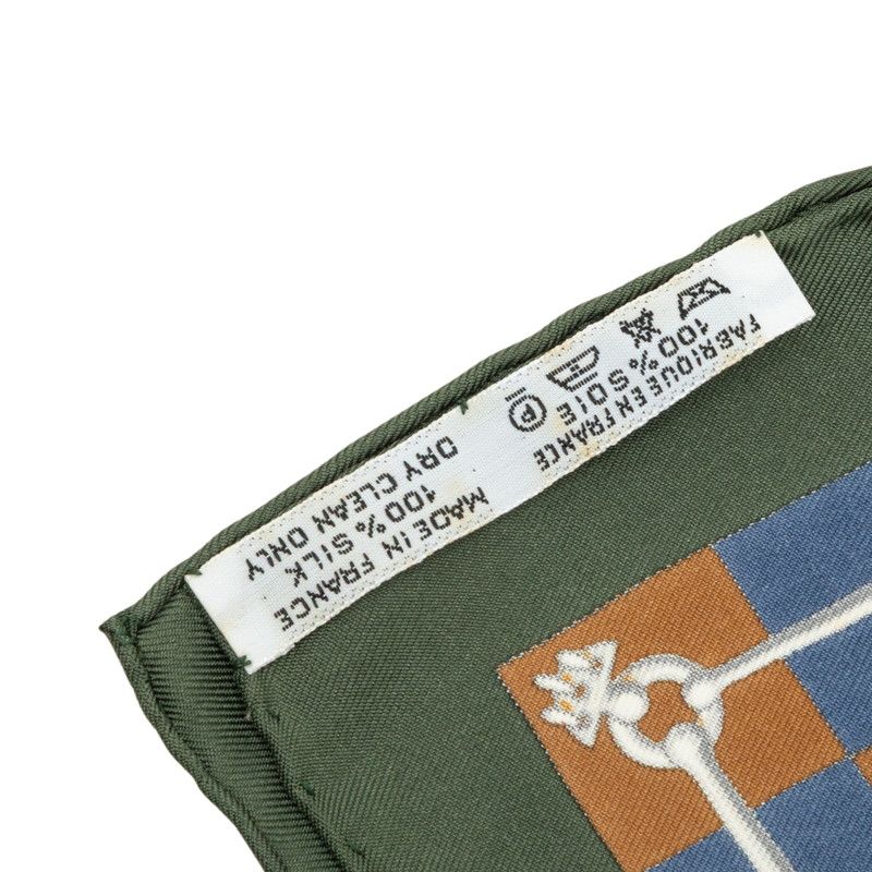 Hermes Carre 45 Cliquetis Scarf Khaki Multicolor Silk — view 7