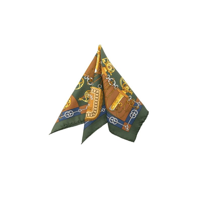 Hermes Carre 45 Cliquetis Scarf Khaki Multicolor Silk — view 3