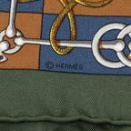 Hermes Carre 45 Cliquetis Scarf Khaki Multicolor Silk — view 6