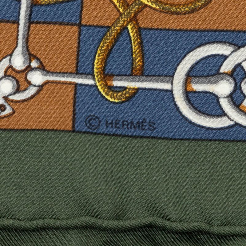 Hermes Carre 45 Cliquetis Scarf Khaki Multicolor Silk — view 6