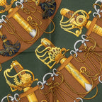 Hermes Carre 45 Cliquetis Scarf Khaki Multicolor Silk — view 2