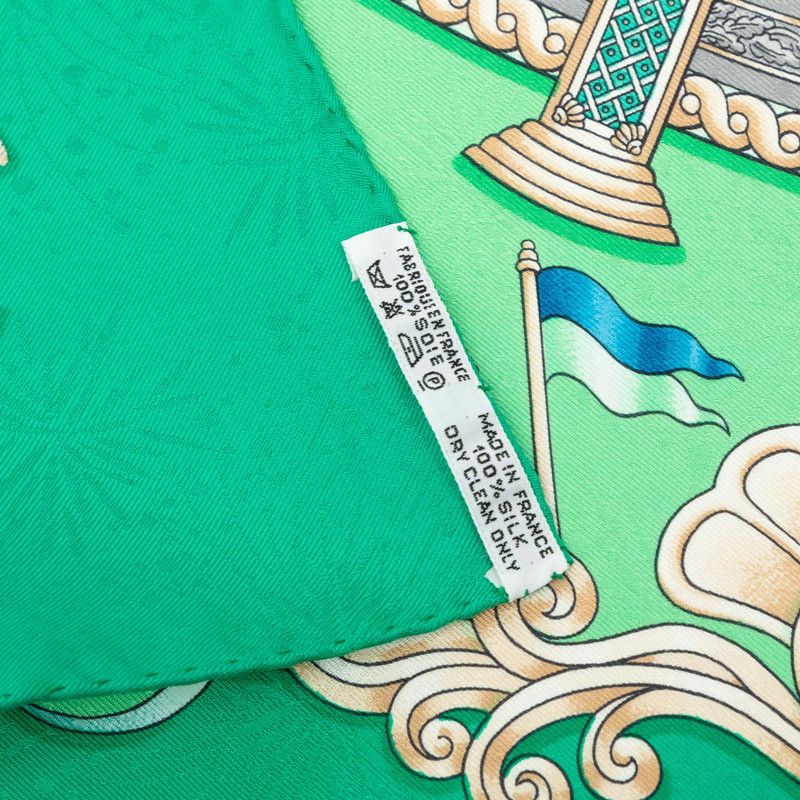 Hermes Luna Park Amusement Scarf Green Multicolor Silk — view 8