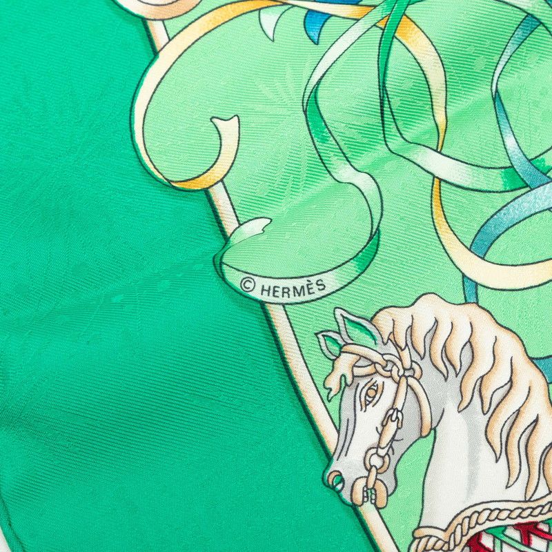 Hermes Luna Park Amusement Scarf Green Multicolor Silk — view 7