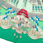 Hermes Luna Park Amusement Scarf Green Multicolor Silk — view 4