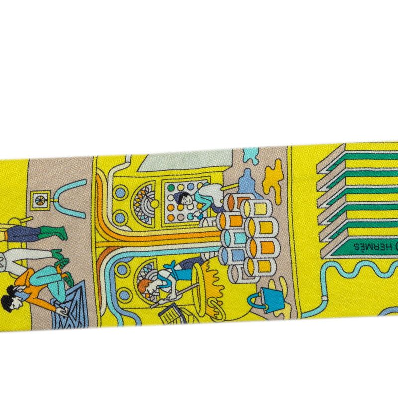 Hermes Twilly la Maison Des Carres de Carre Scarf Yellow Multicolor Silk — view 2