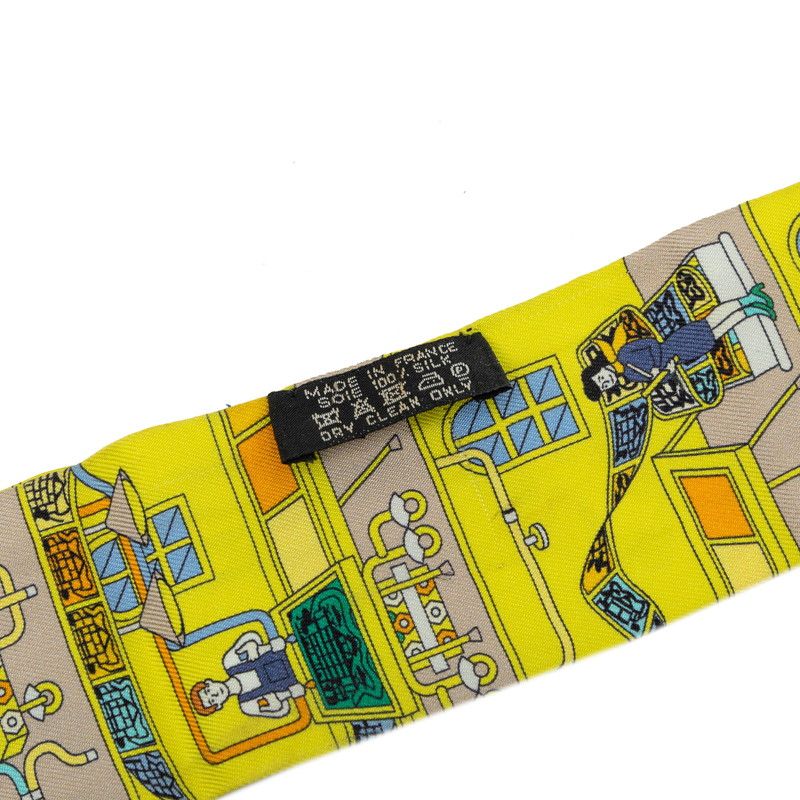 Hermes Twilly la Maison Des Carres de Carre Scarf Yellow Multicolor Silk — view 5