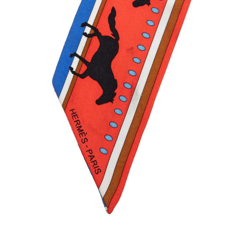 Hermes Twilly Sequences Seconds Scarf Red Multicolor Silk — view 4