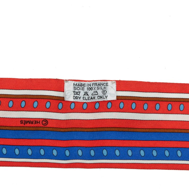 Hermes Twilly Sequences Seconds Scarf Red Multicolor Silk — view 6