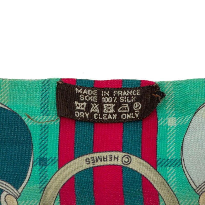 Hermes Twilly Tatersale Tattersall Scarf Green Silk — view 6