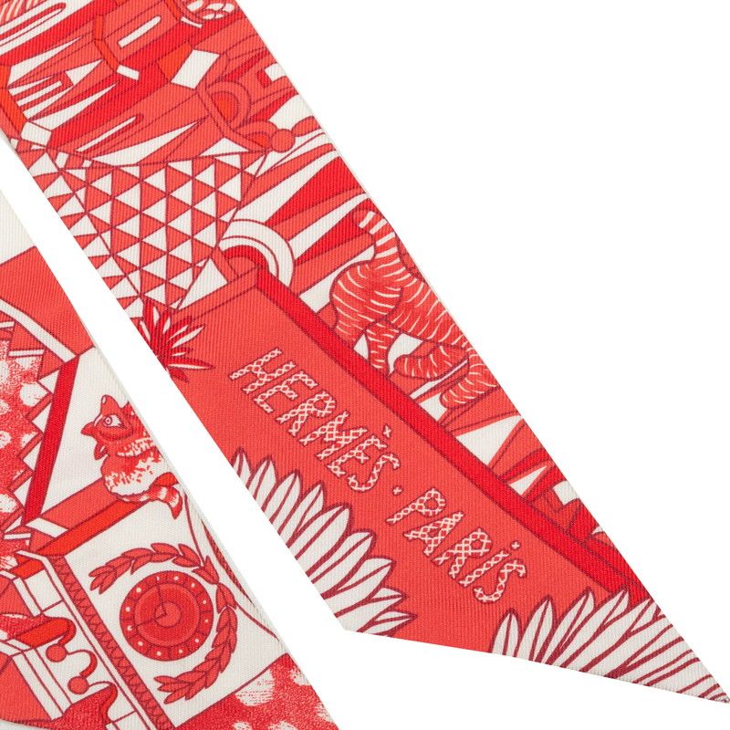 Hermes Twilly Animapolis Scarf Red Silk — view 2