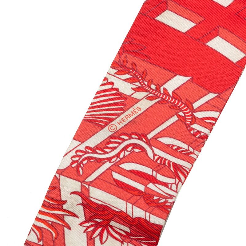 Hermes Twilly Animapolis Scarf Red Silk — view 4