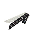 Chanel CC Logo Scarf Black White Silk