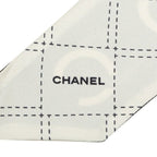 Chanel CC Logo Scarf Black White Silk — view 3